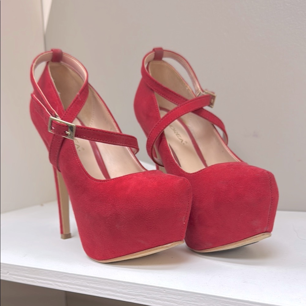 Elegant Red Platform Heels